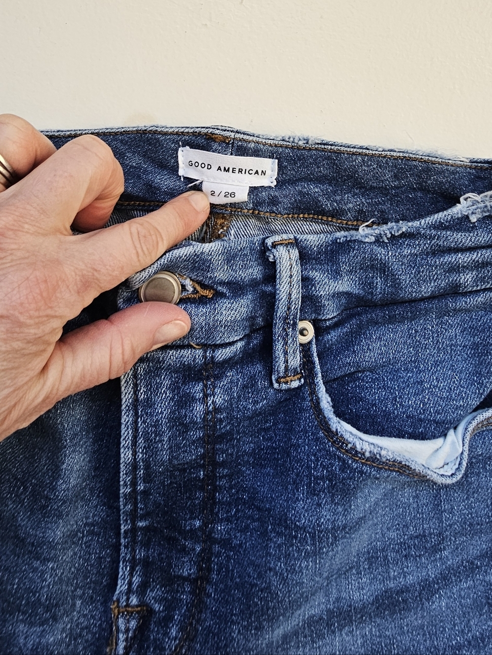 Good American Women's Dark Blue  Straight Jeans